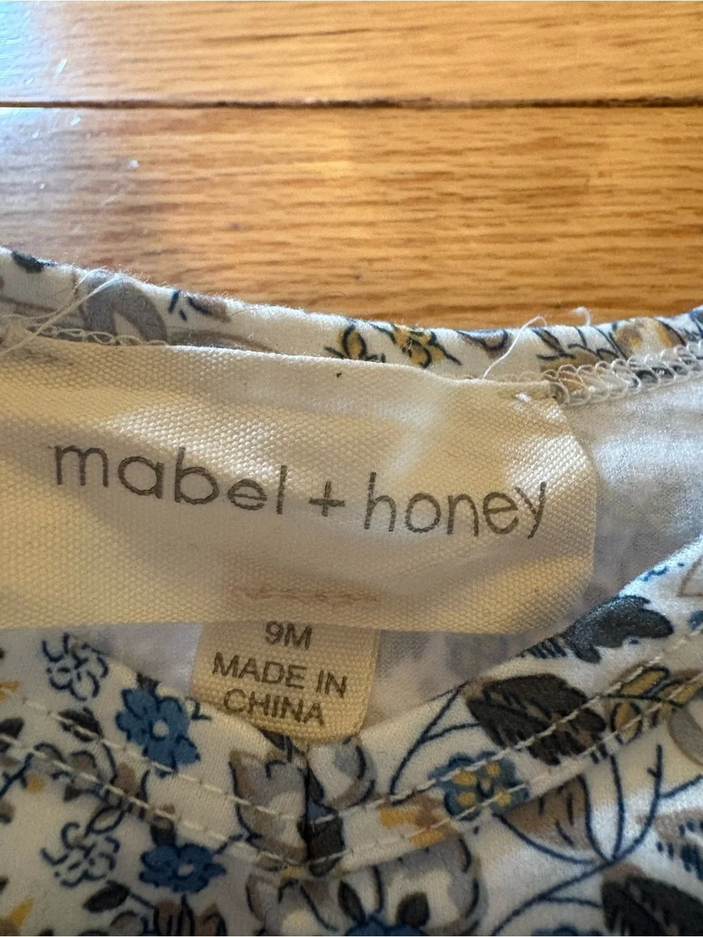 Mabel + Honey Blue Bell Floral Long-Sleeve Romper Blue Cream 9M